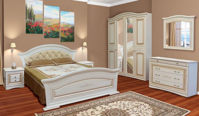 Спальня 4Д «Николь» белое дерево патина