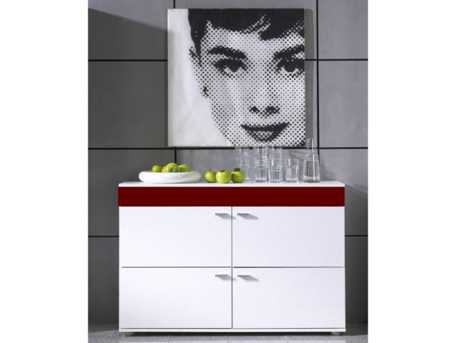 Комод LOGO II белый/бордовый глянец