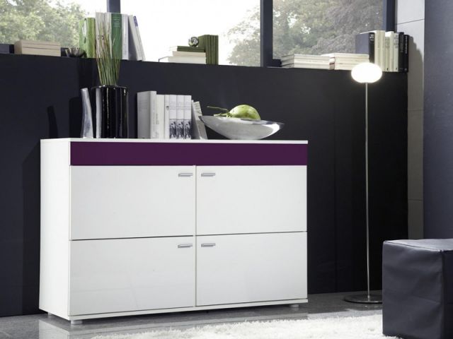 Комод LOGO II белый/фиолетовый глянец