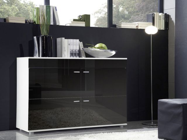 Комод LOGO II белый/черный глянец