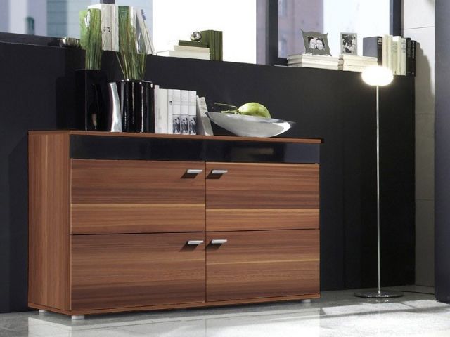 Комод LOGO II слива/черный глянец