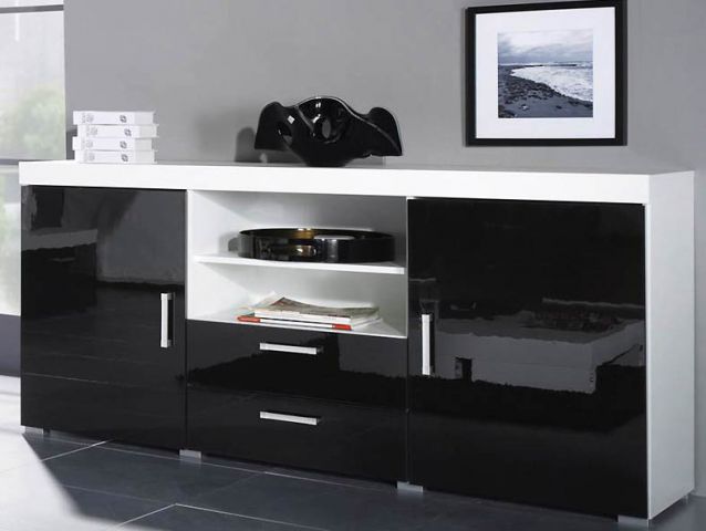 Комод SAMBA  белый/черный глянец