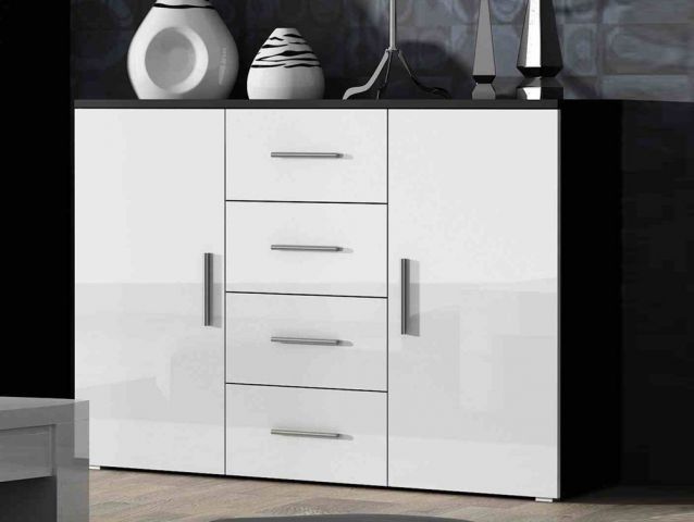 Комод UNI черный/белый глянец