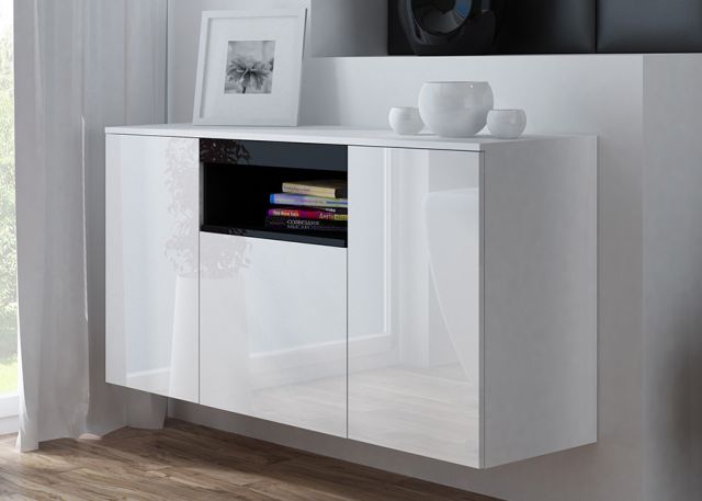 Комод VIVA белый/черный глянец