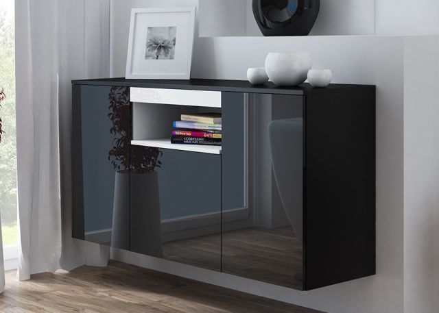 Комод VIVA черный/белый глянец