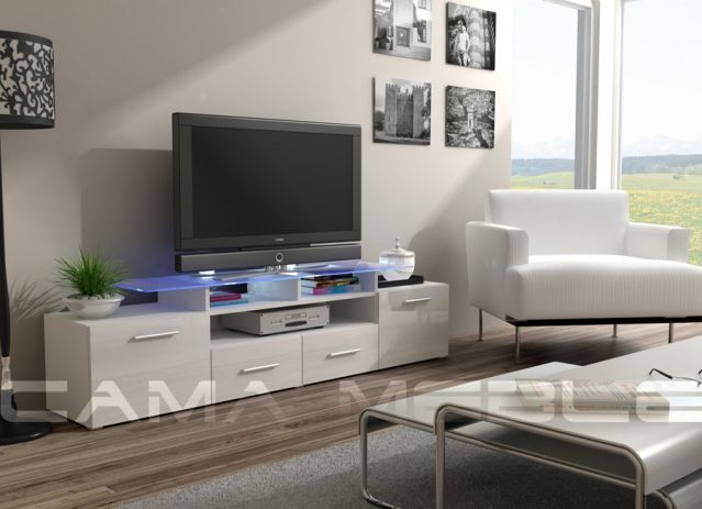 Тумба ТВ EVORA  белый/белый глянец