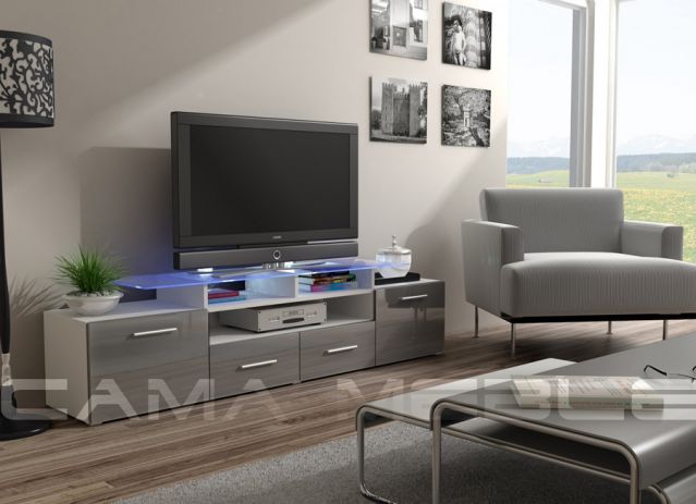 Тумба ТВ EVORA белый/серый глянец