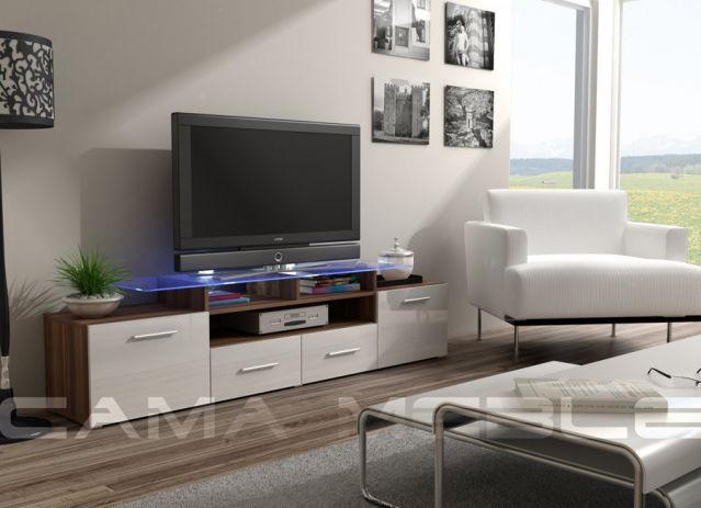 Тумба ТВ EVORA слива/белый глянец