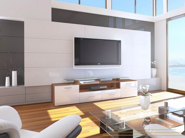 Тумба ТВ EVORA слива/белый глянец