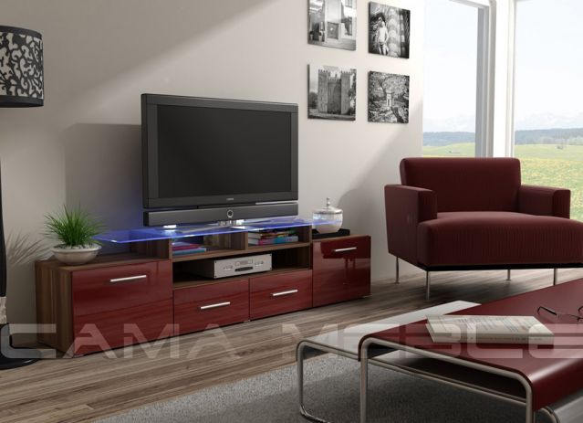 Тумба ТВ EVORA слива/бордовый глянец