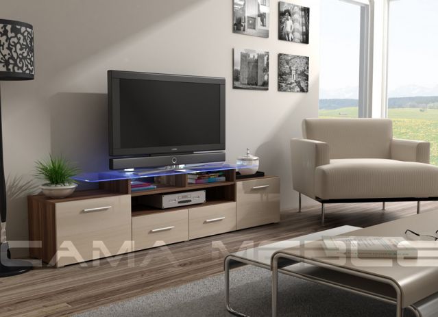 Тумба ТВ EVORA слива/кремовый глянец