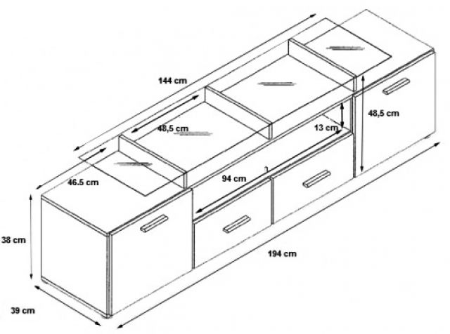 Тумба ТВ EVORA черный/кремовый глянец