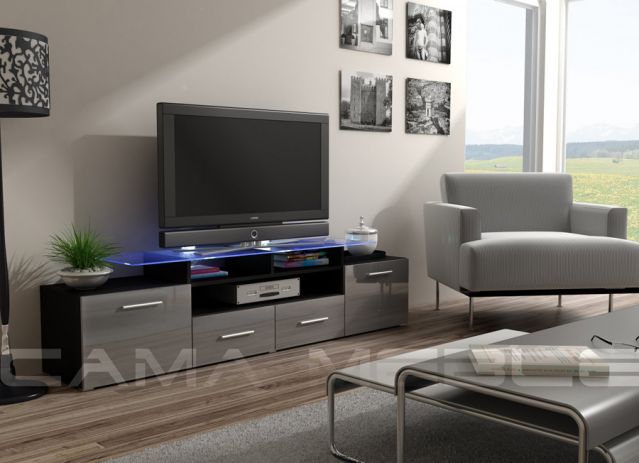 Тумба ТВ EVORA  черный/серый глянец