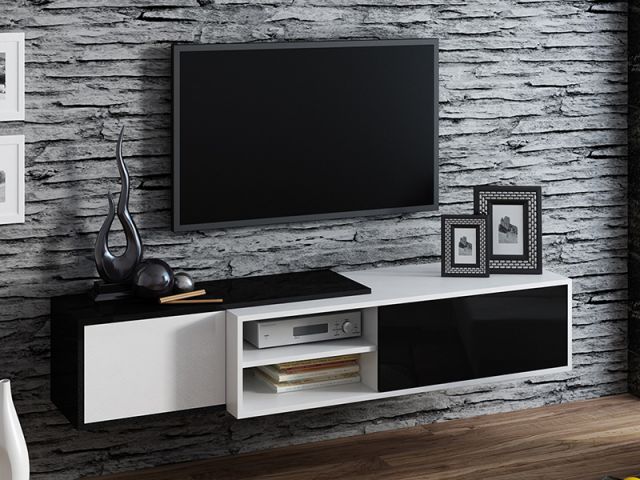 Тумба ТВ SIGMA 1A белый/черный глянец