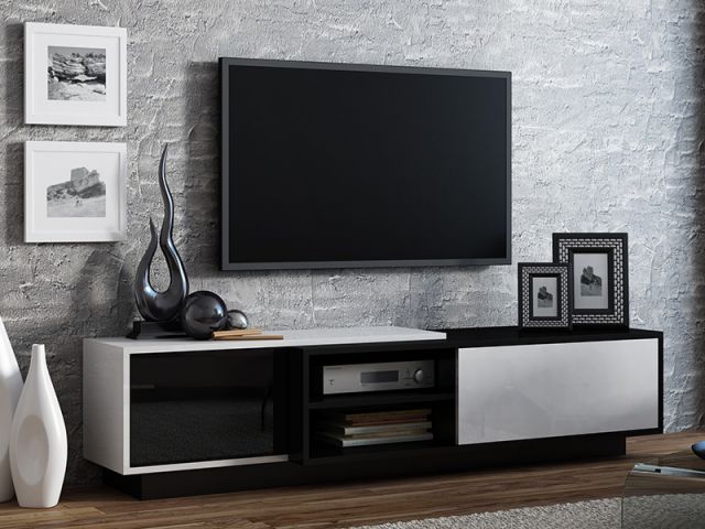 Тумба ТВ SIGMA 1B черный/белый глянец