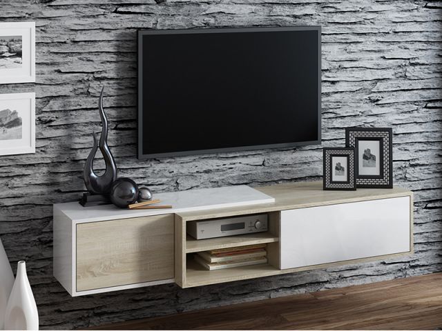 Тумба ТВ SIGMA 1D сонома/белый глянец