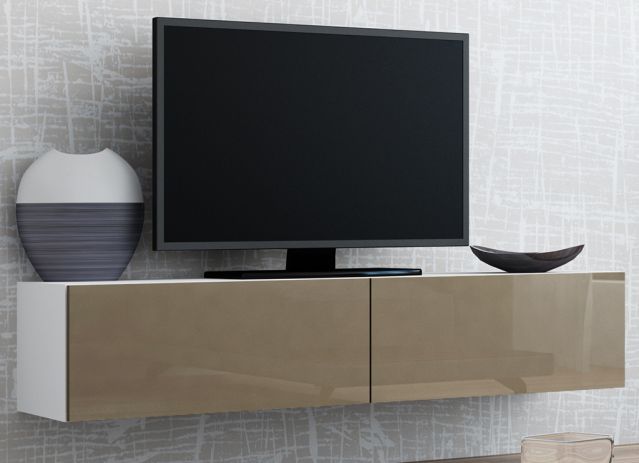 Тумба ТВ VIGO 140 белый/латте глянец