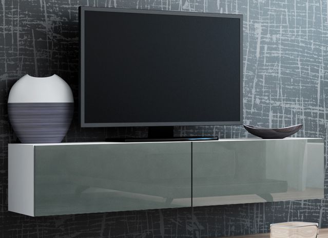 Тумба ТВ VIGO 140 белый/серый глянец