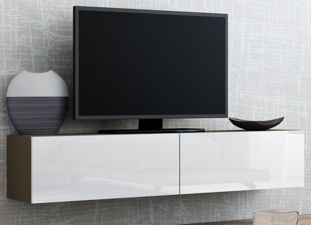 Тумба ТВ VIGO 140 латте/белый глянец