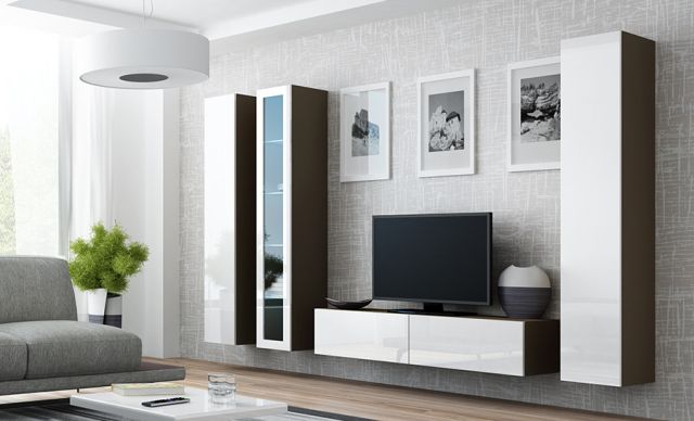 Тумба ТВ VIGO 140 латте/белый глянец