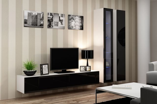 Витрина навесная VIGO белый/черный глянец