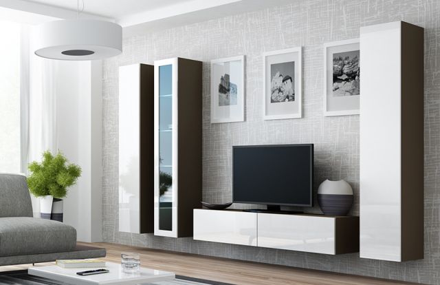 Витрина навесная VIGO латте/белый глянец