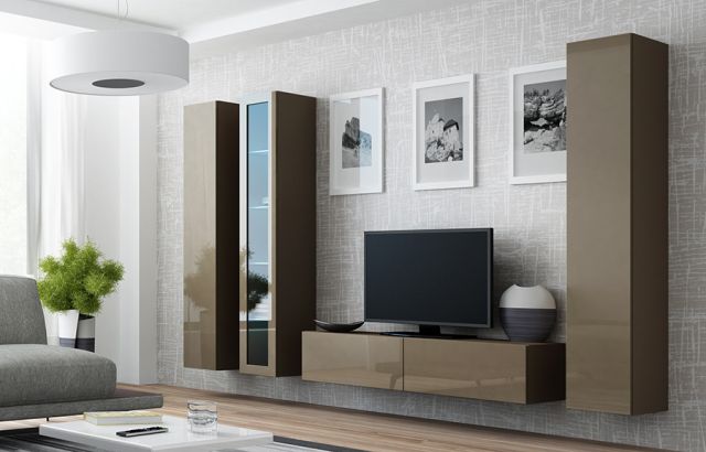 Витрина навесная VIGO латте/латте глянец