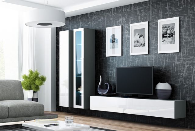 Витрина навесная VIGO серый/белый глянец