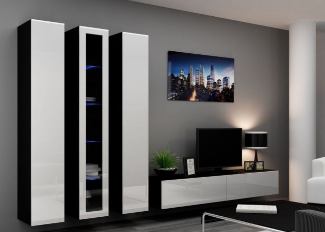 Витрина навесная VIGO черный/белый глянец