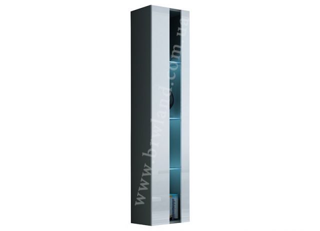 Витрина открытая навесная VIGO серый/белый глянец