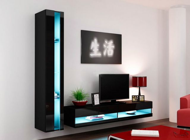 Витрина открытая навесная VIGO черный/черный глянец