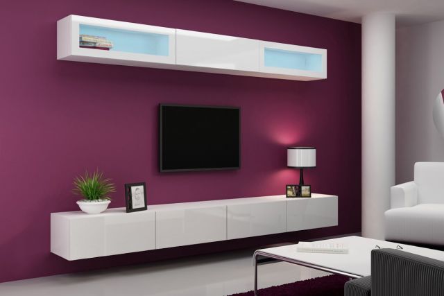 Витрина навесная маленькая VIGO белый/белый глянец