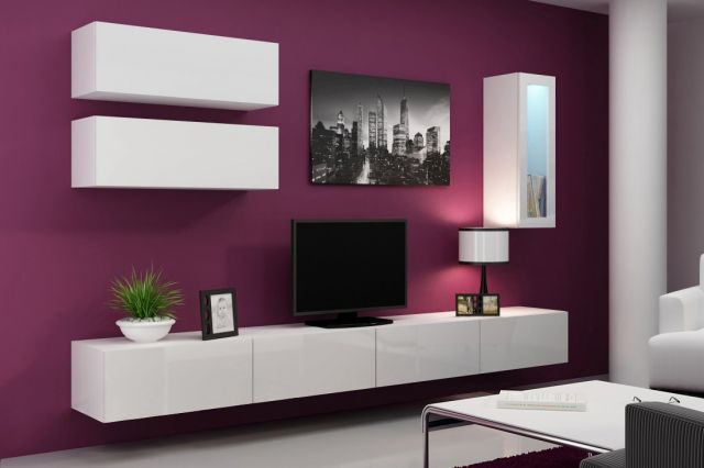 Витрина навесная маленькая VIGO белый/белый глянец