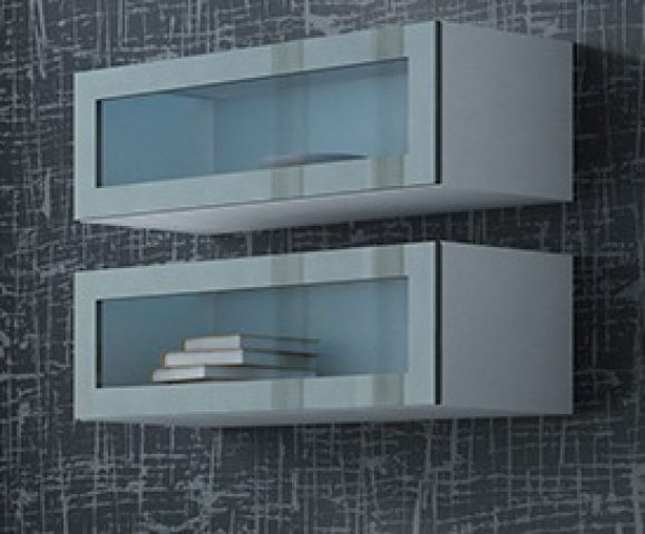 Витрина навесная маленькая VIGO белый/серый глянец