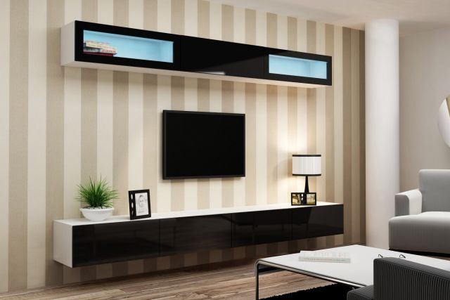 Витрина навесная маленькая VIGO белый/черный глянец