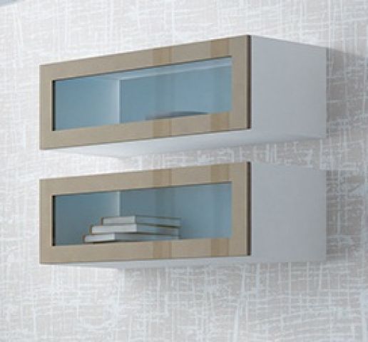 Витрина навесная маленькая VIGO латте/латте глянец