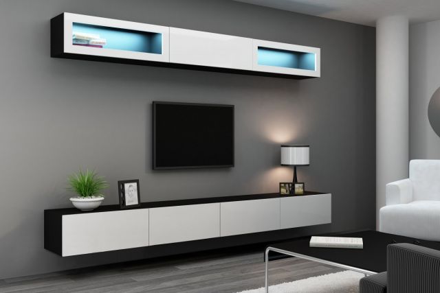 Витрина навесная маленькая VIGO черный/белый глянец