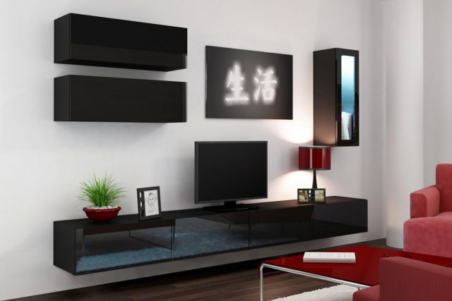 Витрина навесная маленькая VIGO черный/черный  глянец