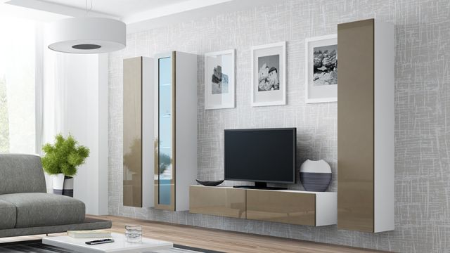 Пенал навесной VIGO белый/латте глянец