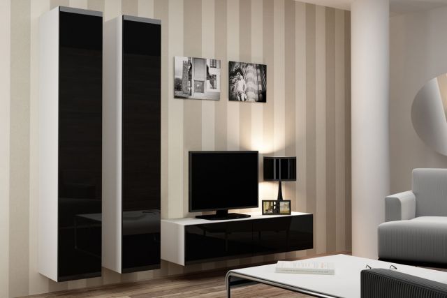 Пенал навесной VIGO белый/черный глянец