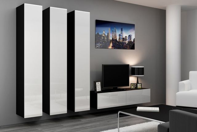 Пенал навесной VIGO черный/белый глянец