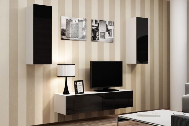 Пенал навесной маленький VIGO белый/черный глянец