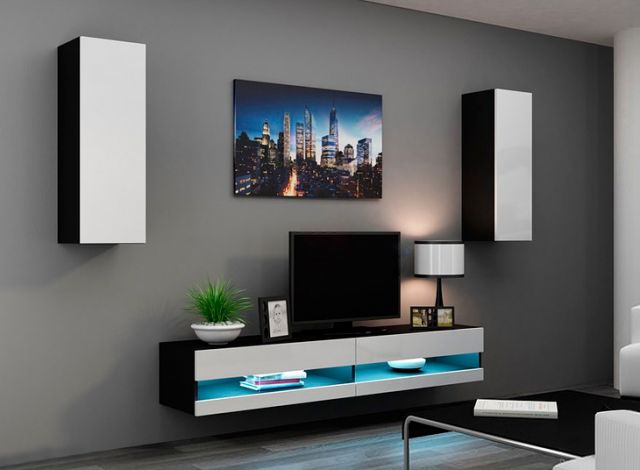 Пенал навесной маленький VIGO черный/белый глянец