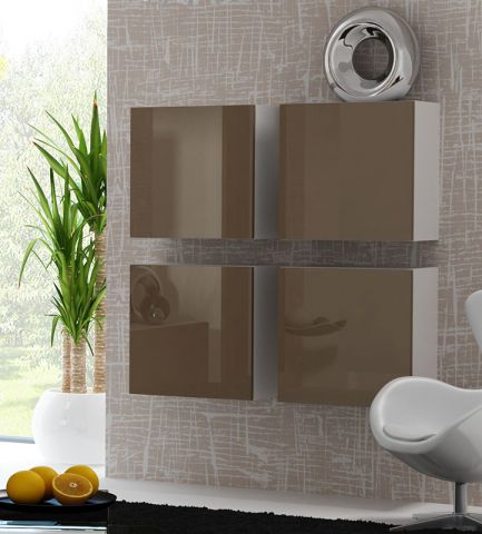 Пенал навесной квадратный VIGO белый/латте глянец