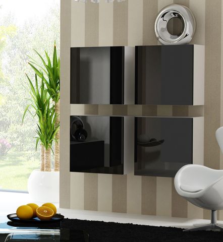 Пенал навесной квадратный VIGO белый/черный глянец