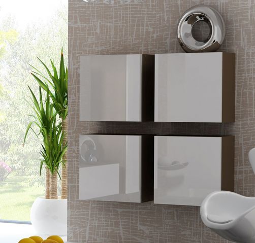 Пенал навесной квадратный VIGO латте/белый глянец