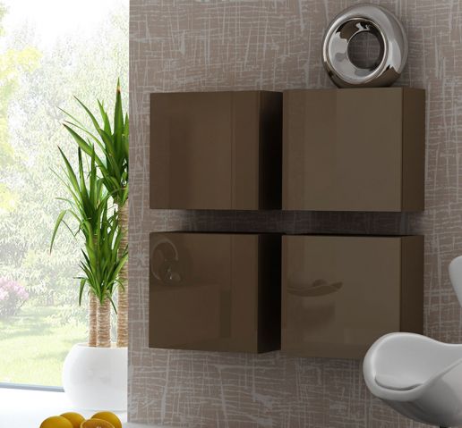 Пенал навесной квадратный VIGO латте/латте глянец