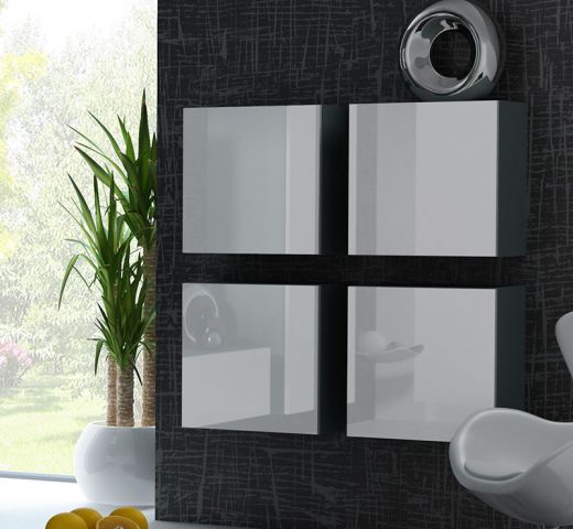 Пенал навесной квадратный VIGO серый/белый глянец