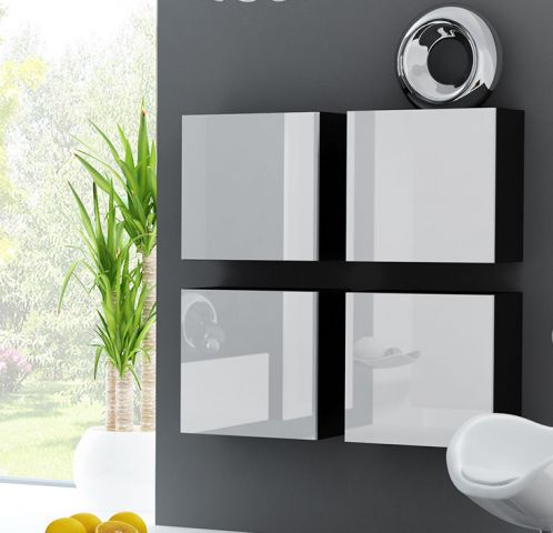 Пенал навесной квадратный VIGO черный/белый глянец