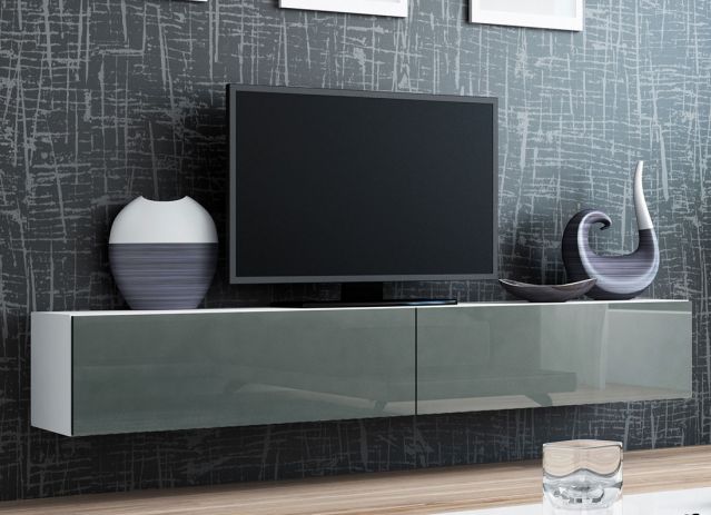 Тумба ТВ VIGO 180 белый/серый глянец